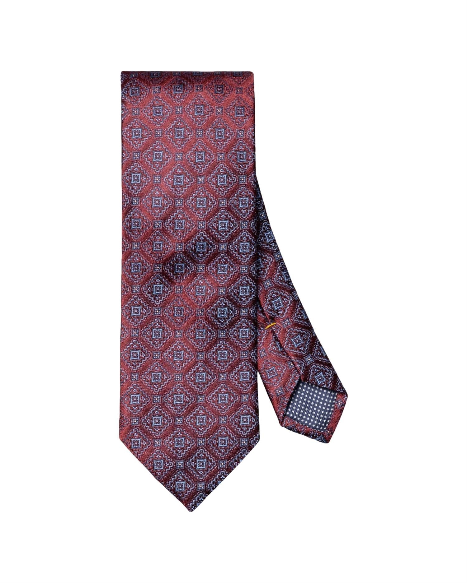 Eton Medallion Woven Silk Tie Slips Rødt Mønster