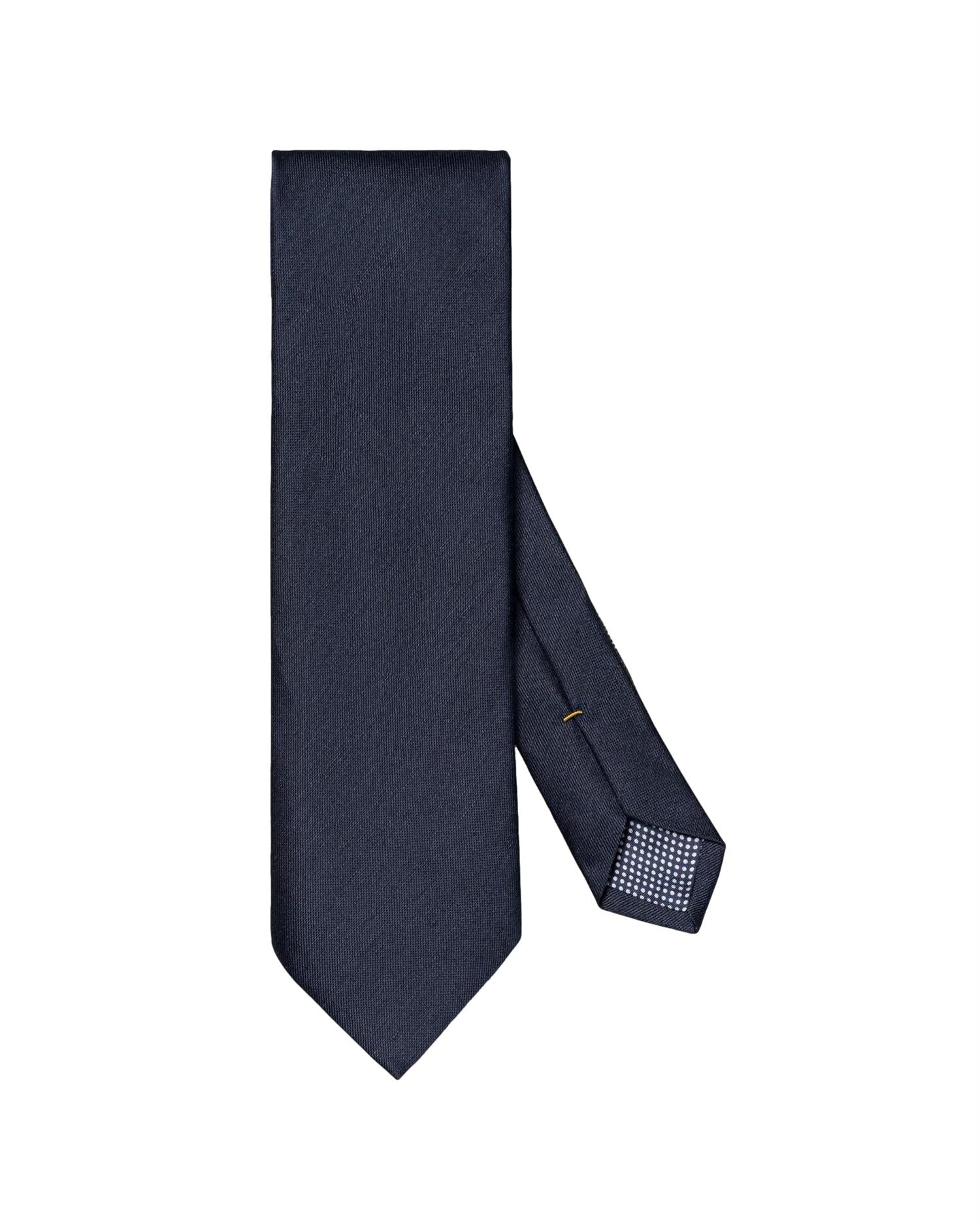 Eton Dark Blue Solid Silk Linen Tie Slips Mørkeblå - modostore.no