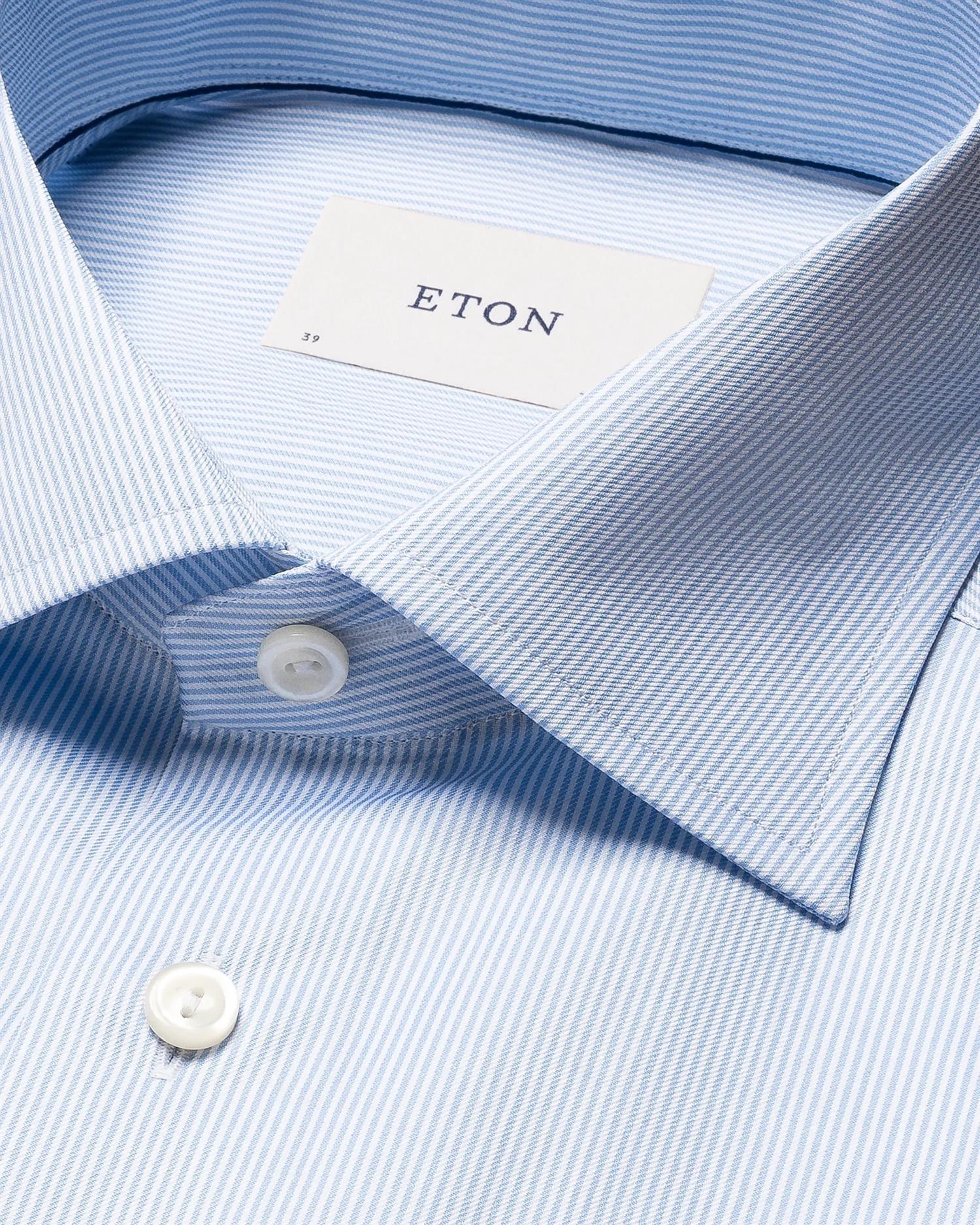 Eton Fine Stripe Signature Twill Shirt Skjorte Lyseblå Striper - modostore.no
