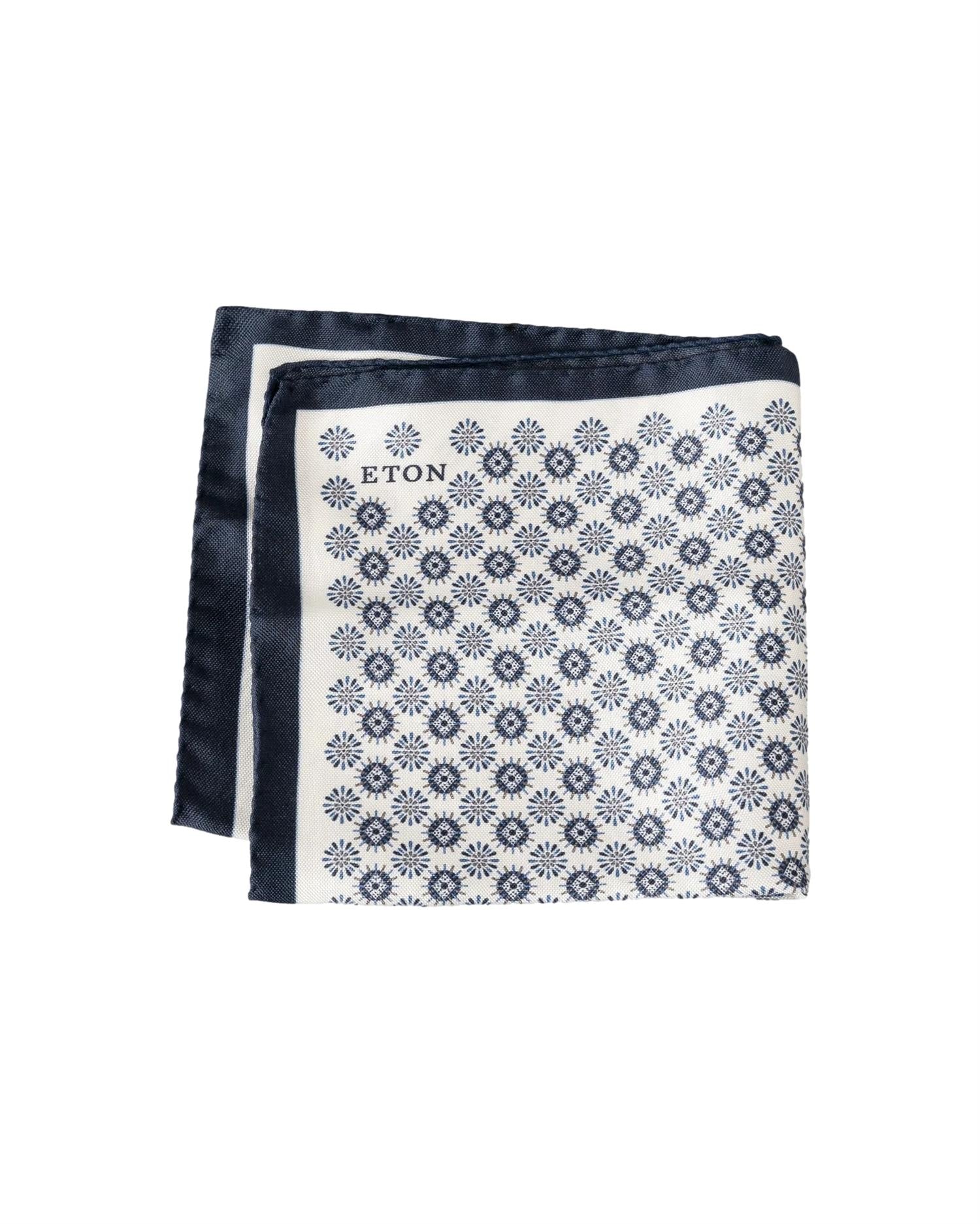 Eton Geometric Silk Pocket Square Pyntetørkle Hvit Og Blå - modostore.no