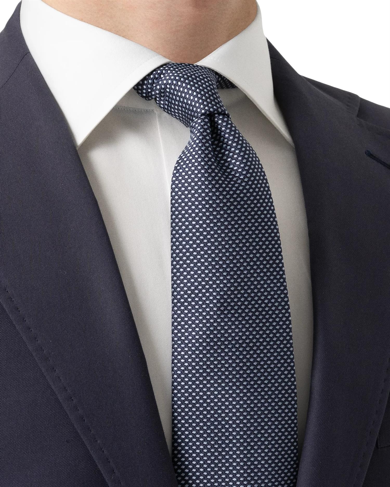 Eton Geometric Woven Slik Tie Slips Mørkeblå - modostore.no