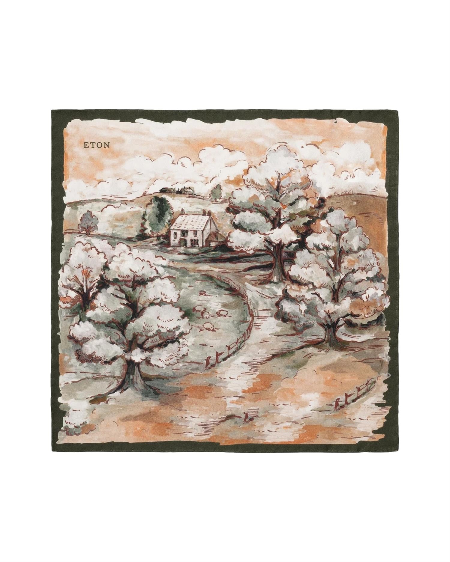 Eton Motif Silk Pocket Square Pyntetørkle Grønn - modostore.no