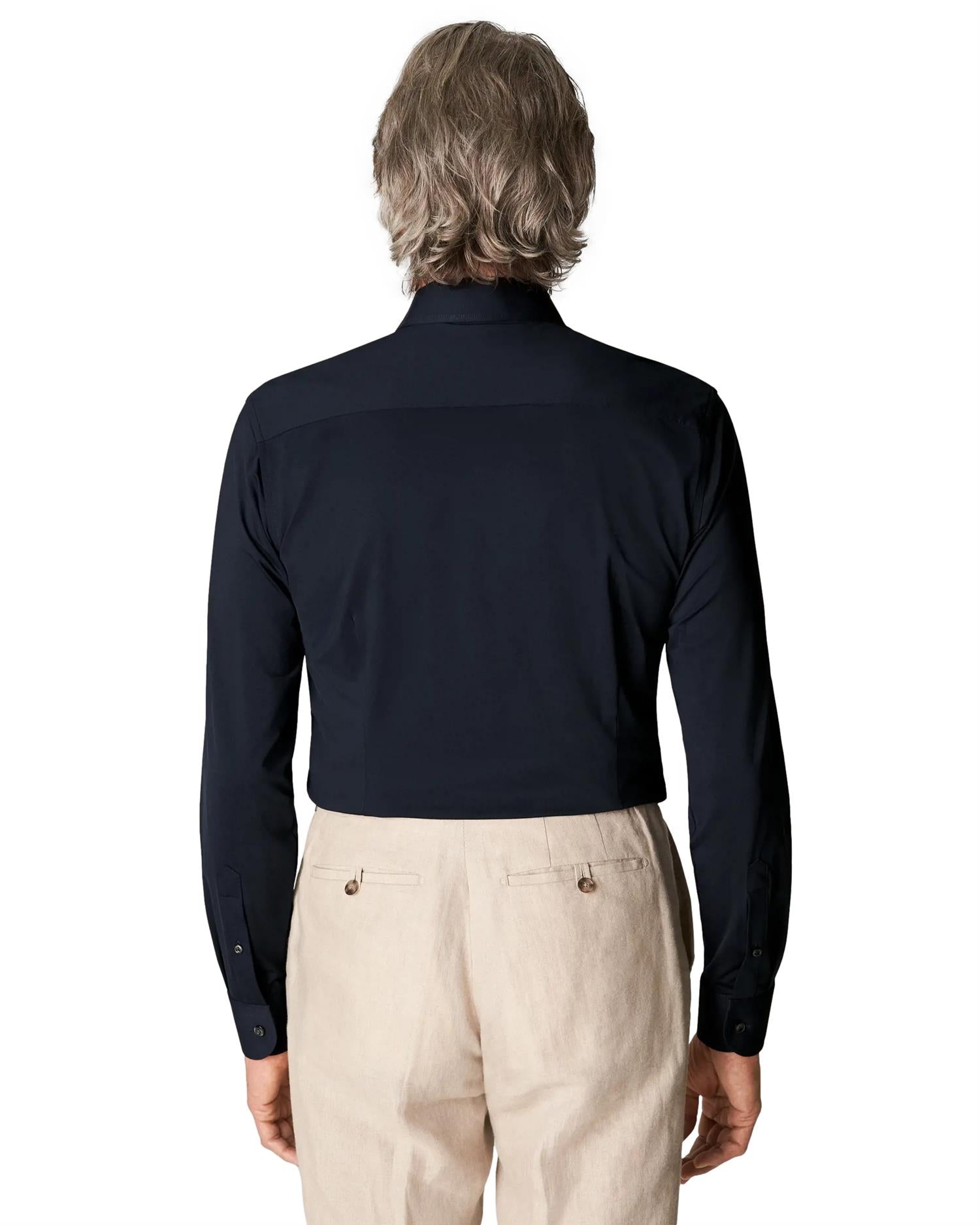 Eton Navy Four-Way Stretch Shirt Skjorte Marine - modostore.no