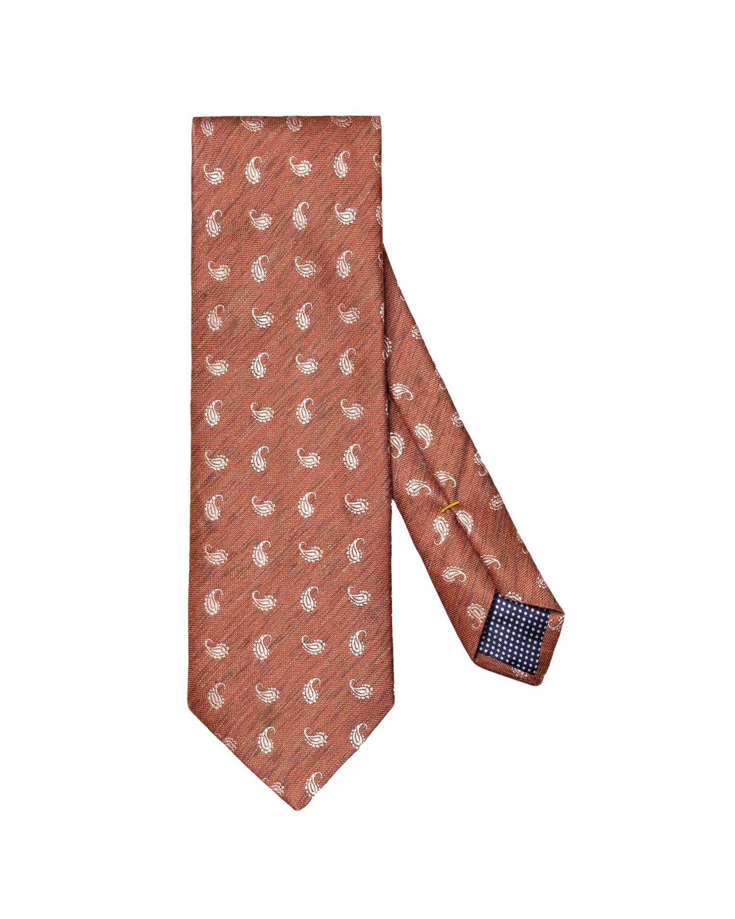 Eton Paisley Silk Linen Tie Slips Rød - modostore.no