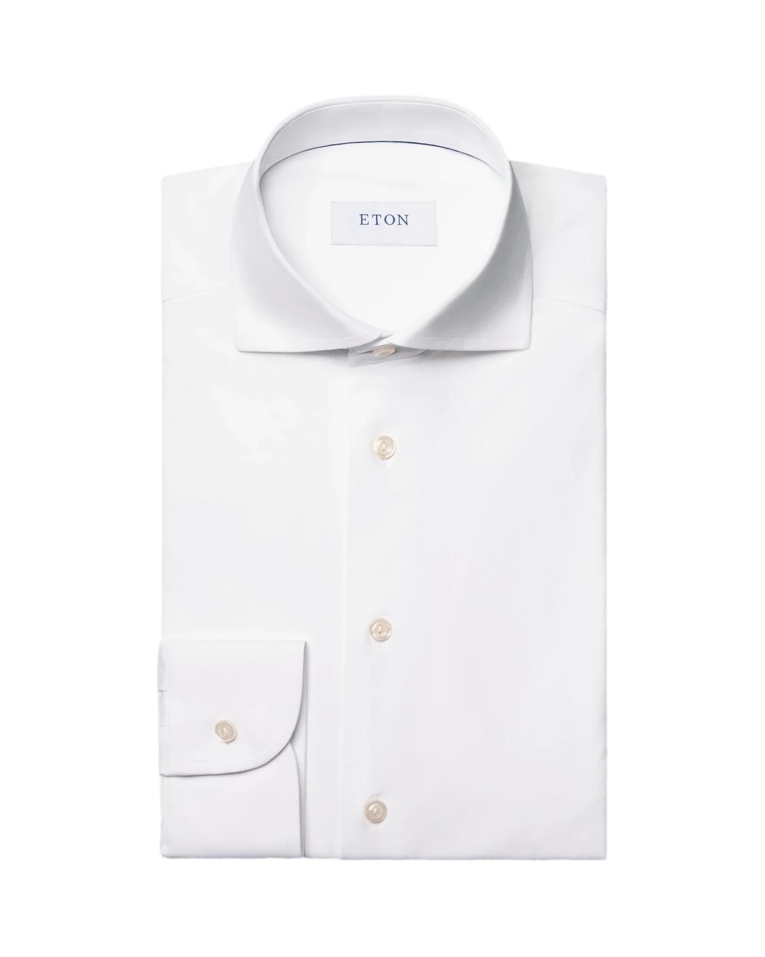 Eton Semi Solid Four-Way Stretch Shirt Skjorte Hvit - modostore.no