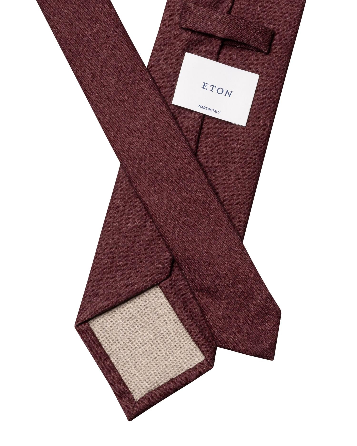 Eton Solid Wool Flannel Tie Slips Mørkerød - modostore.no
