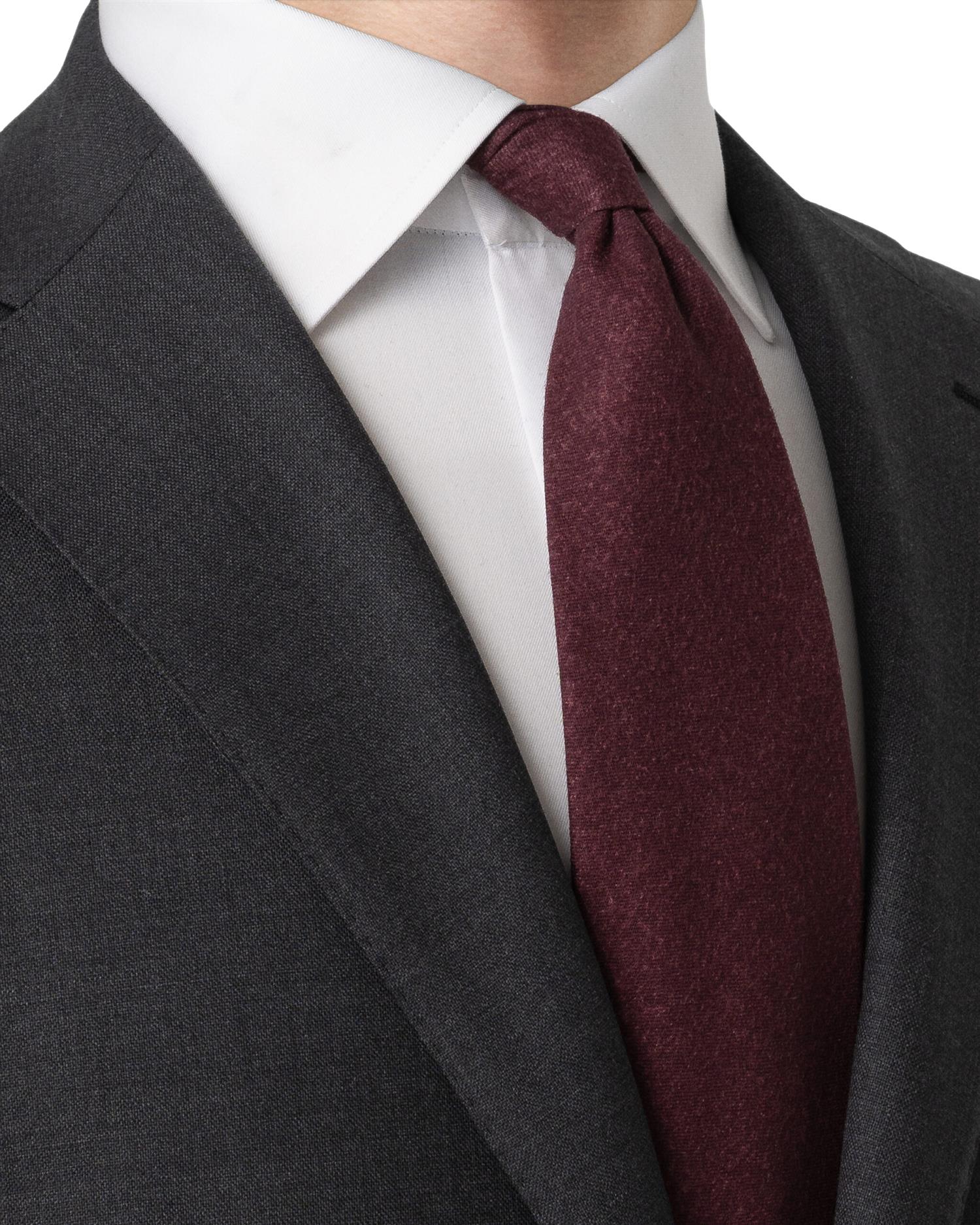 Eton Solid Wool Flannel Tie Slips Mørkerød - modostore.no
