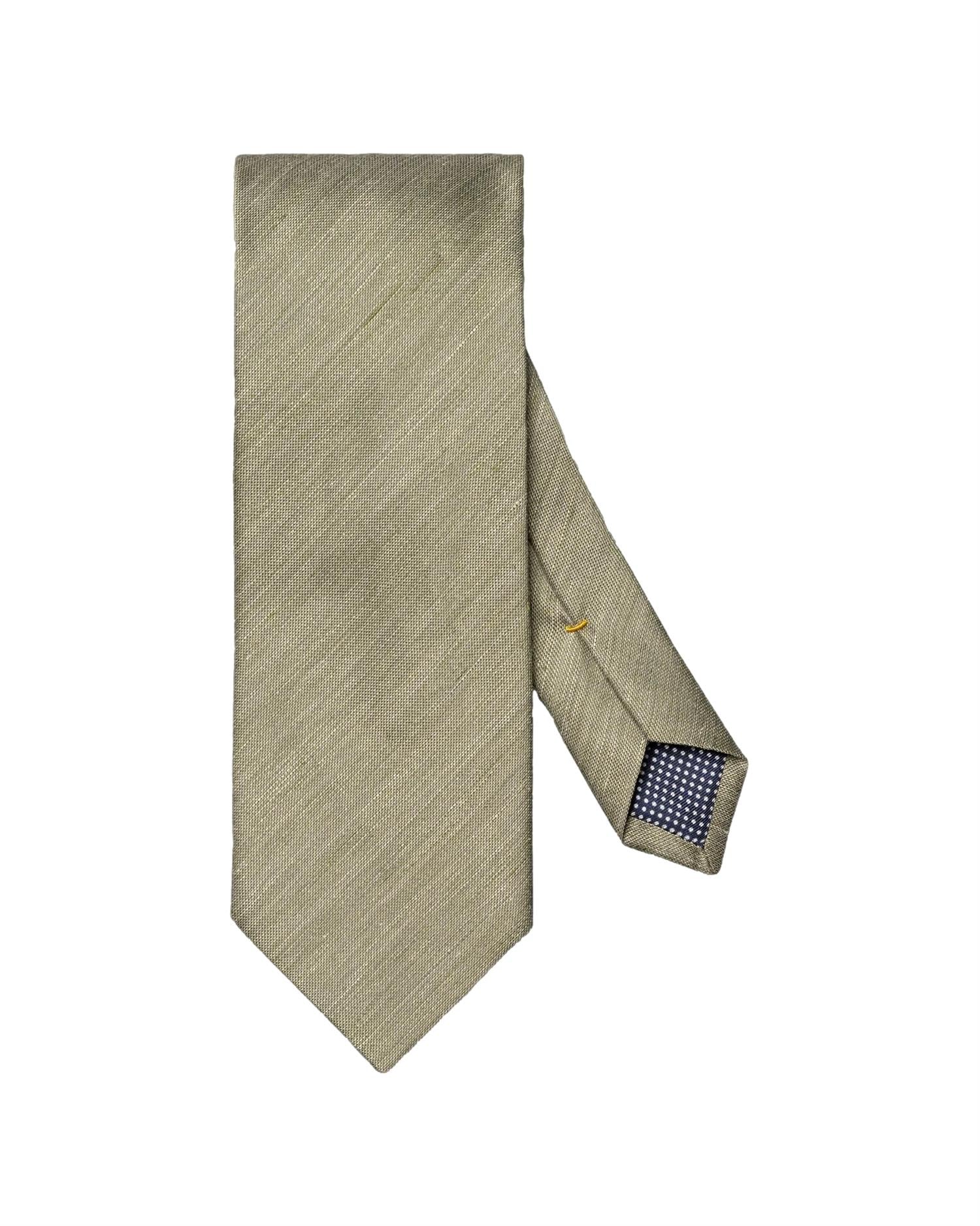 Eton Solid Woven Linen Silk Tie Mid Green Slips Grønn - modostore.no