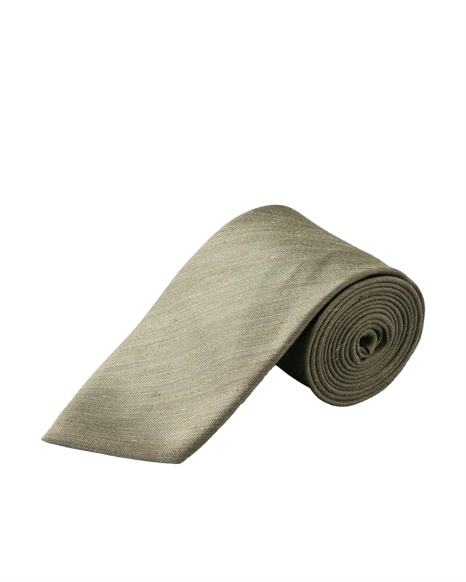 Eton Solid Woven Linen Silk Tie Mid Green Slips Grønn - modostore.no