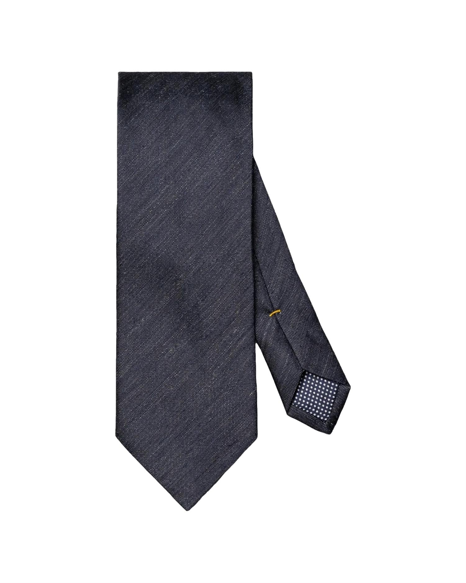 Eton Solid Woven Linen Silk Tie Navy Blue Slips Marine - modostore.no