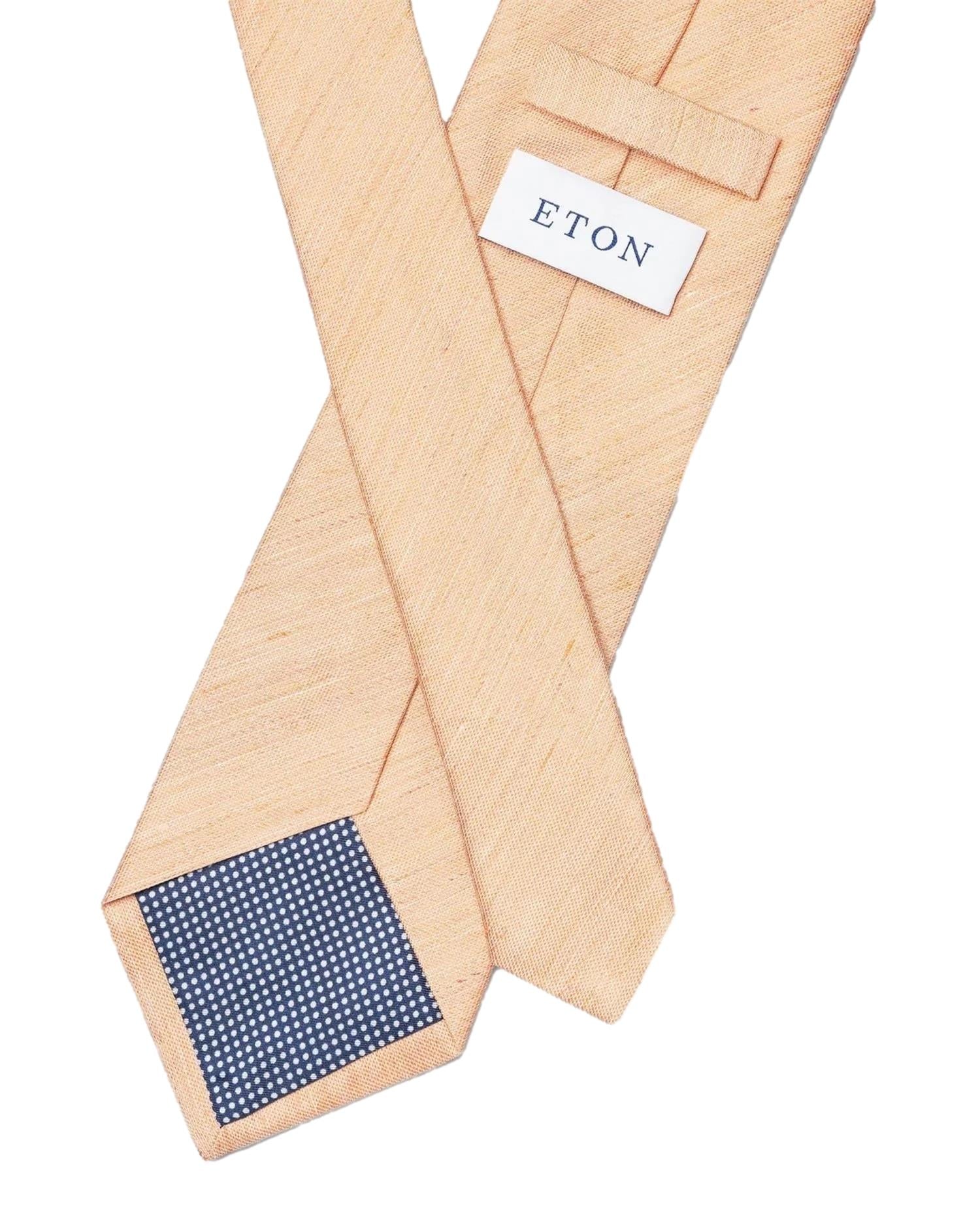 Eton Solid Woven Linen Silk Tie Orange Slips Lyseoransje - modostore.no