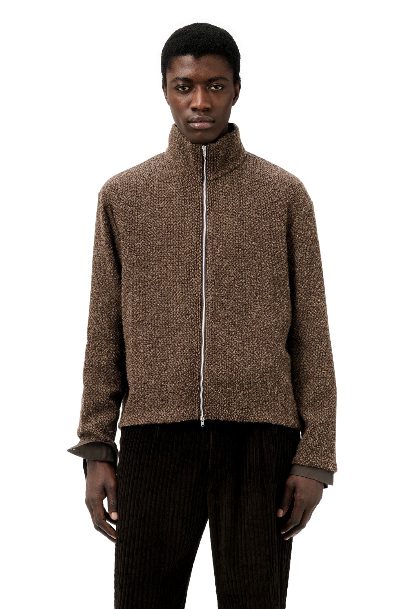 Our Legacy Shrunken Fullzip Polo Cardigan Brun Melert - modostore.no