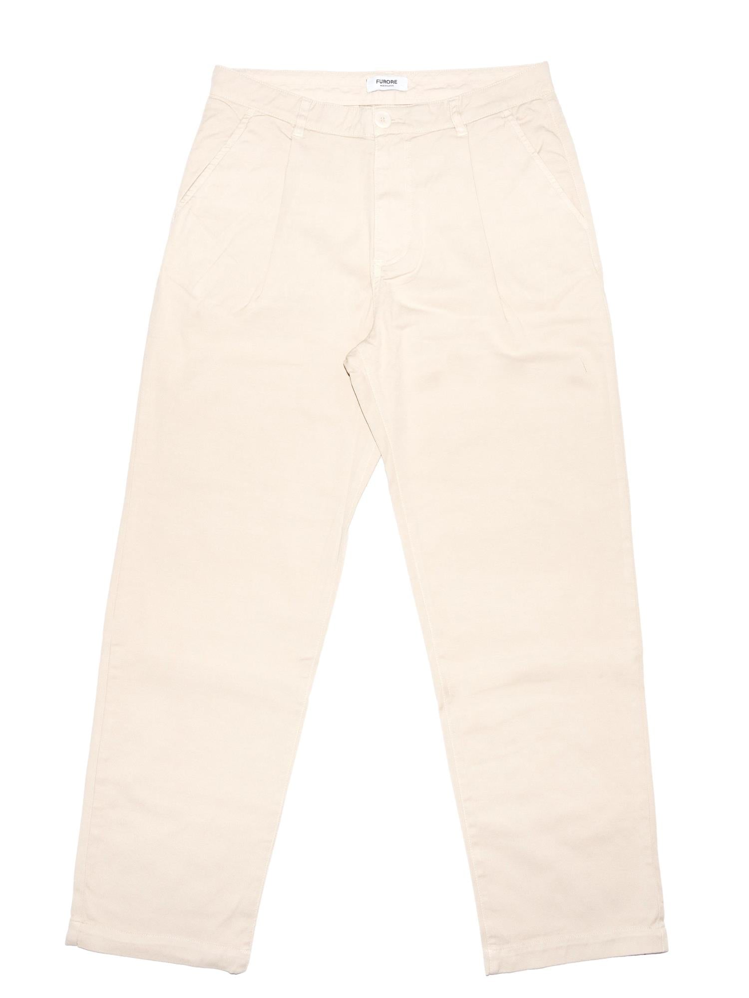 Furore Furore Aaron bukse i beige, casual bukse i myk stoff med lommer og rette ben.
