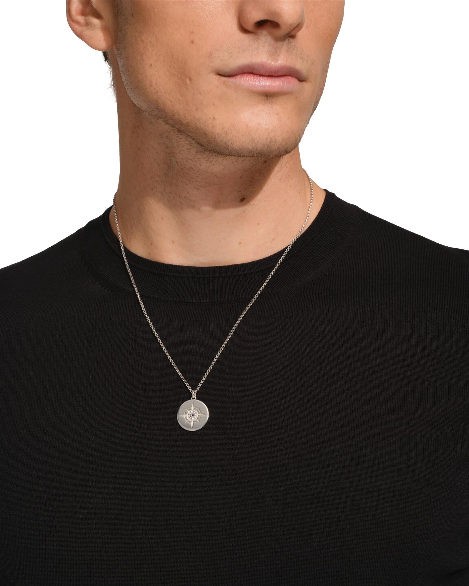 Tom Wood Compass Pendant Blue Sapphire Modo Exclusive Smykke Sølv