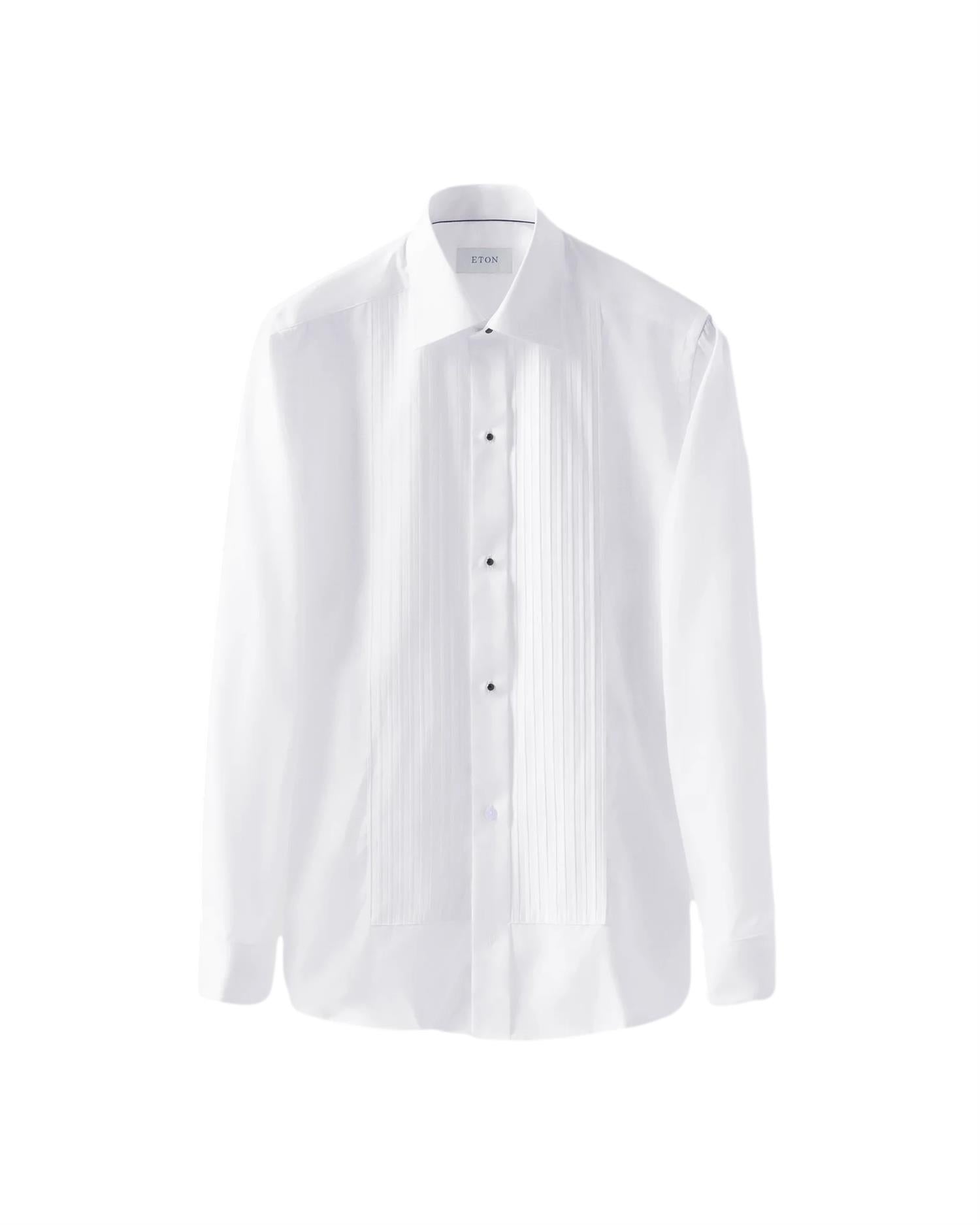 Eton White Plissé Tuxedo Shirt Skjorte Hvit - modostore.no