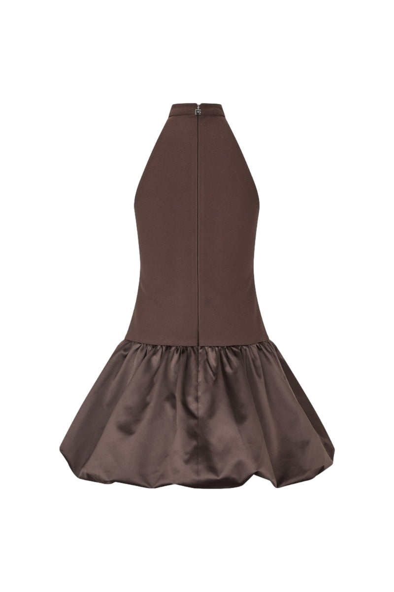 ROTATE Mini Peplum Dress Kjole Mørkebrun