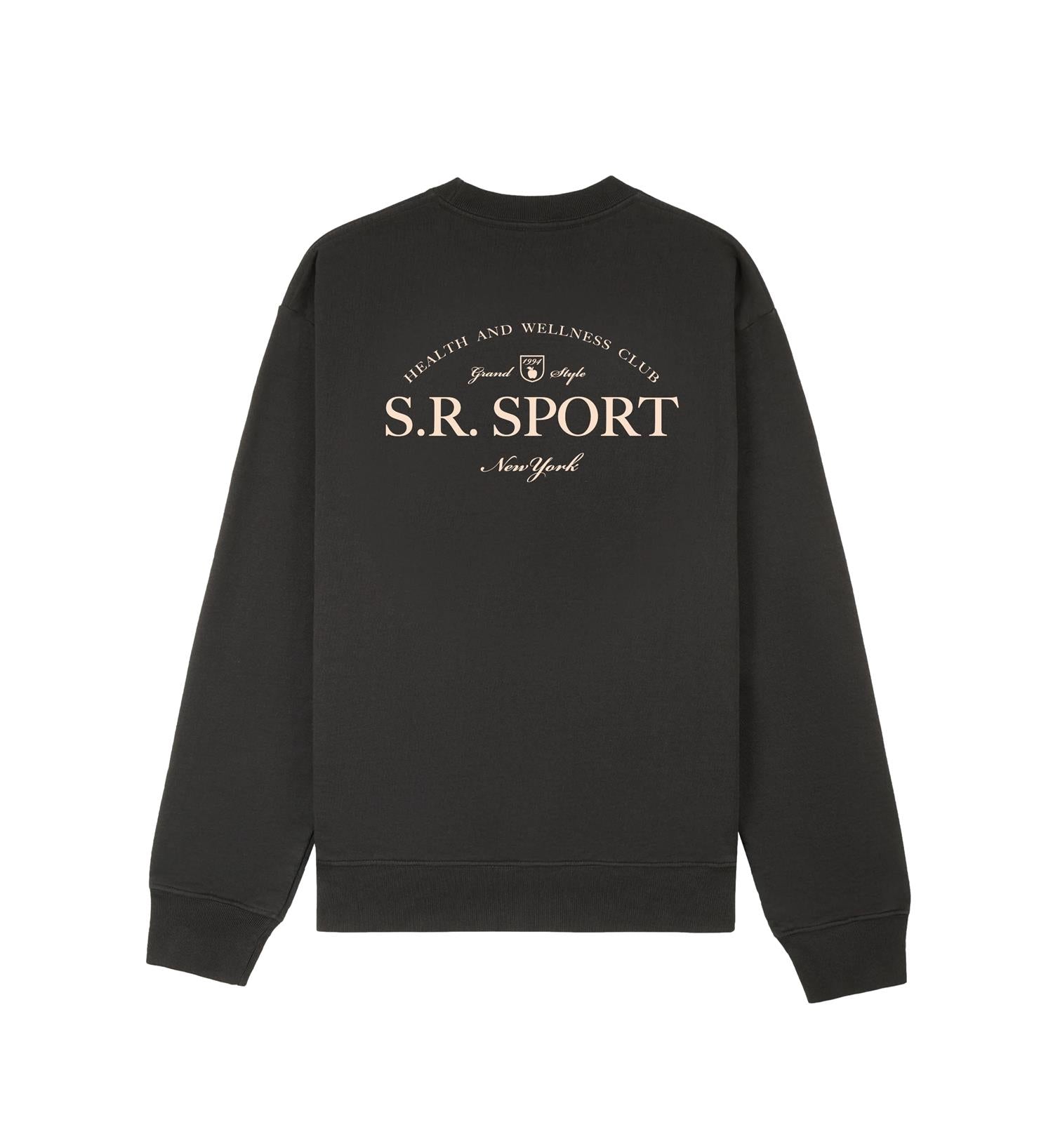 Sporty & Rich Wimbledon Crewneck Genser Sort - modostore.no