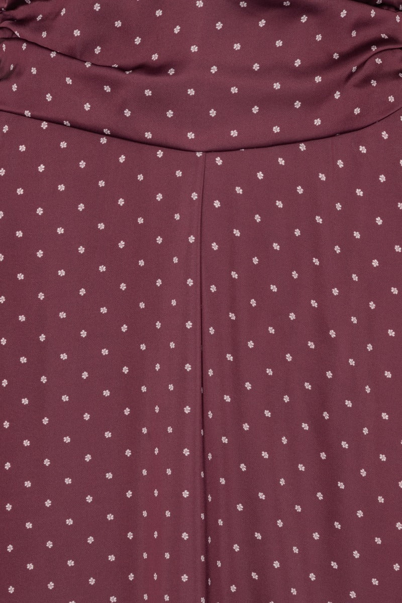ROTATE Dot Halterneck Scarf Dress Kjole Burgunder Mønster