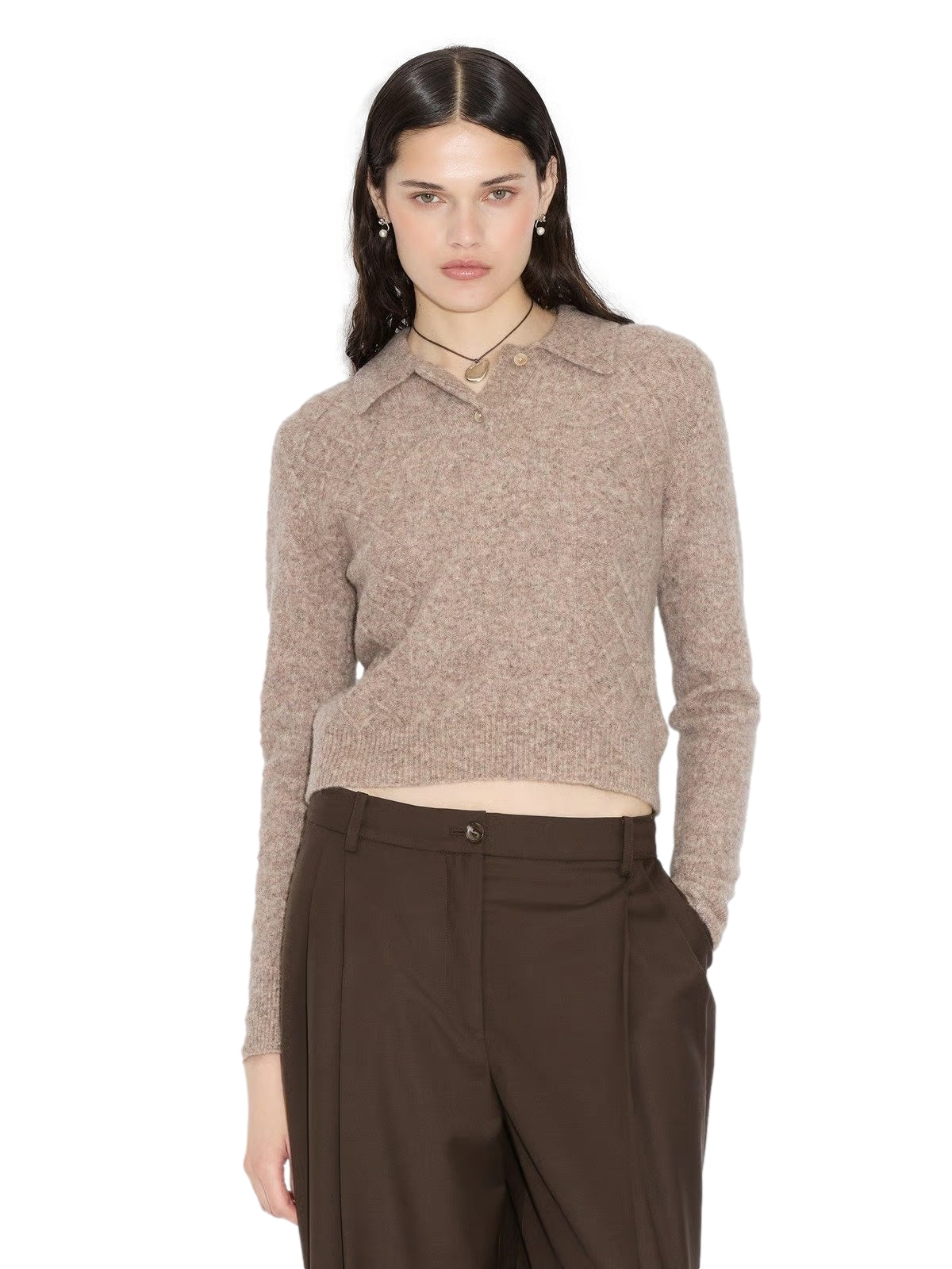 Holzweiler Argyle Polo Genser Brun/Beige - modostore.no