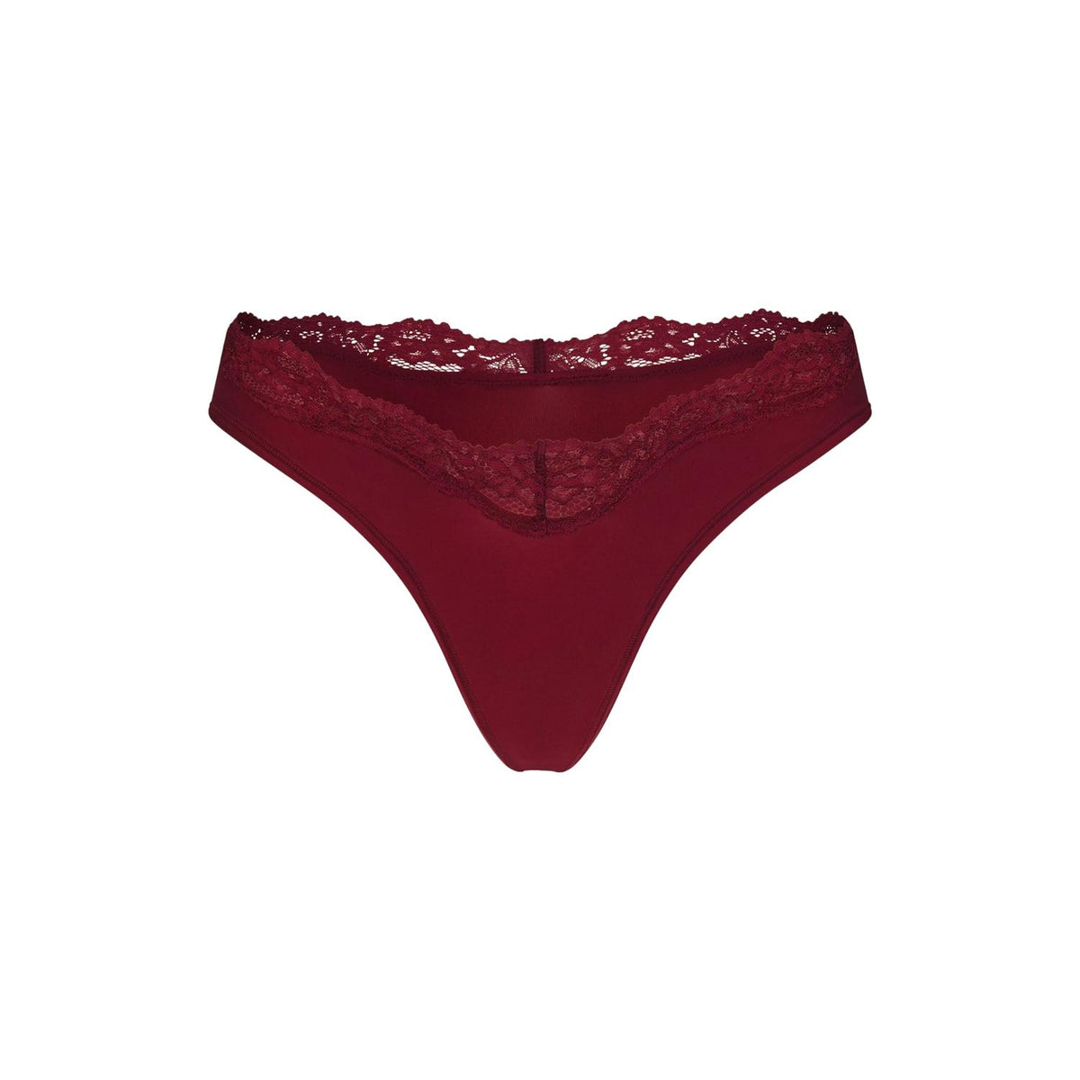 SKIMS Fits Everybody Lace Dipped Thong Merlot Undertøy Vinrød