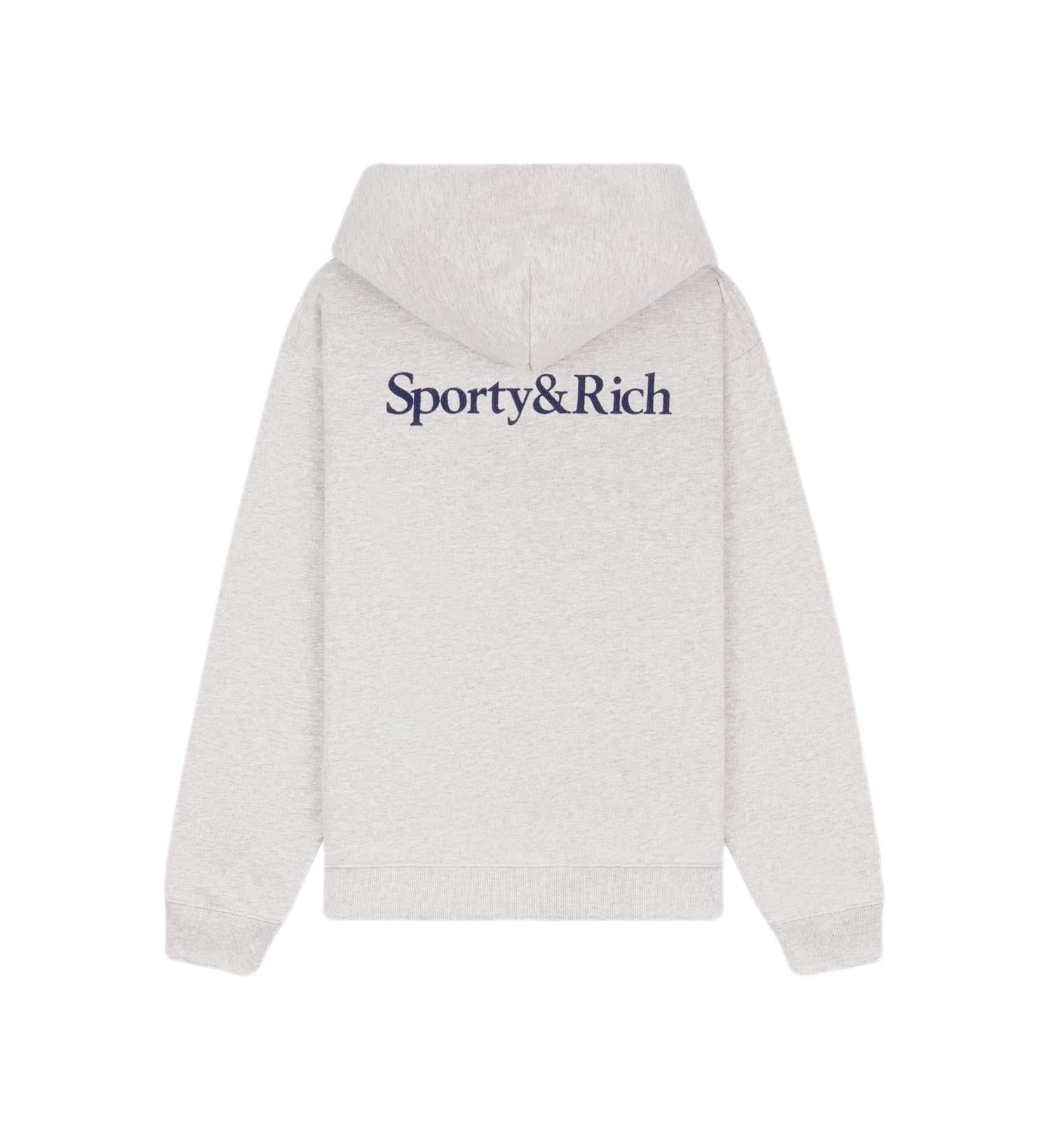 Sporty & Rich Yankees Serif Zip Hoodie Hettegenser Lys Grå Melert - modostore.no