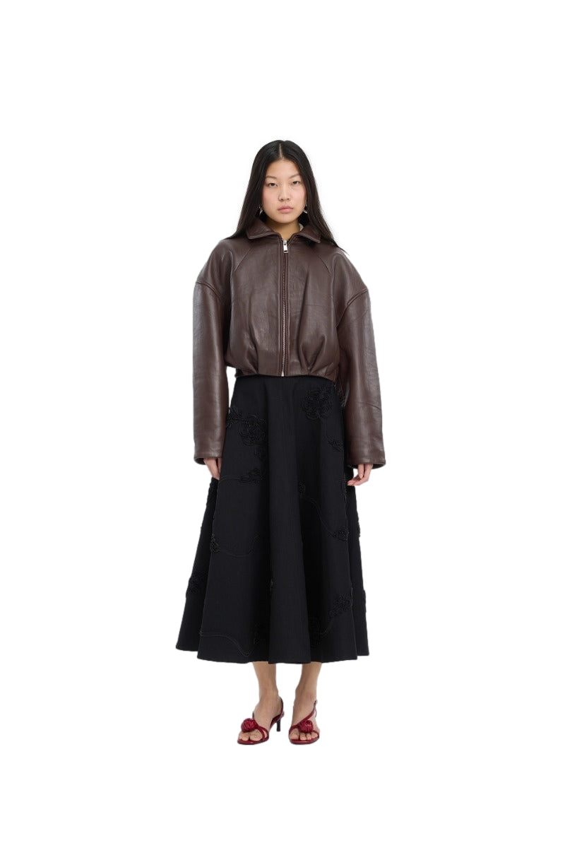ROTATE Bonded Leather Jacket Kjole Mørkebrun
