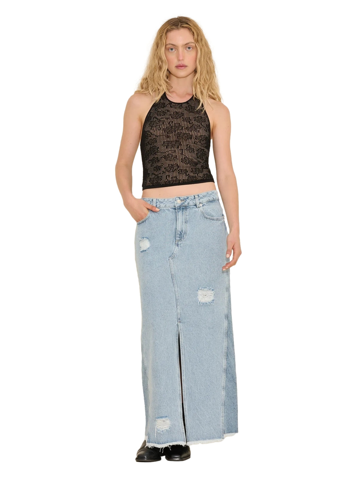 Holzweiler Louisa Long Denim Skirt Skjørt Denim - modostore.no