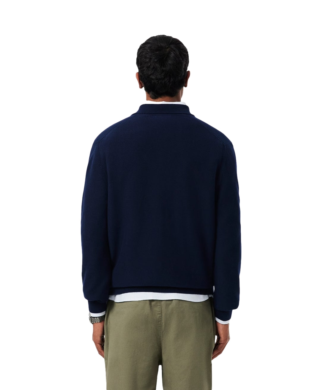 Lacoste Classic Fit Long Sleeved Knitted Polo Shirt Genser Navy