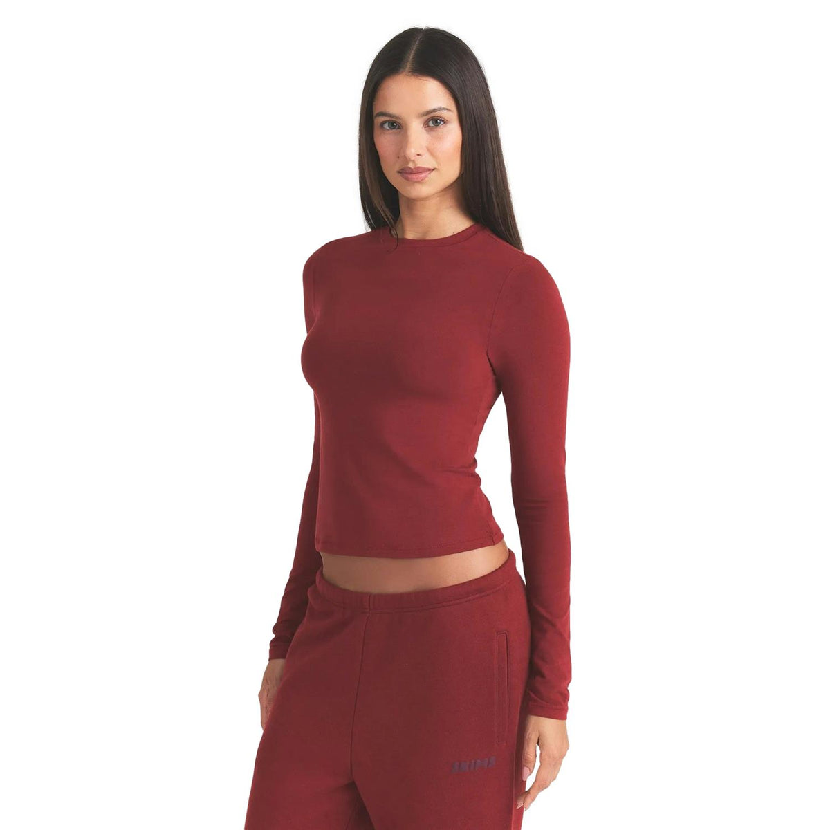 SKIMS Cotton Jersey langermet genser i merlot