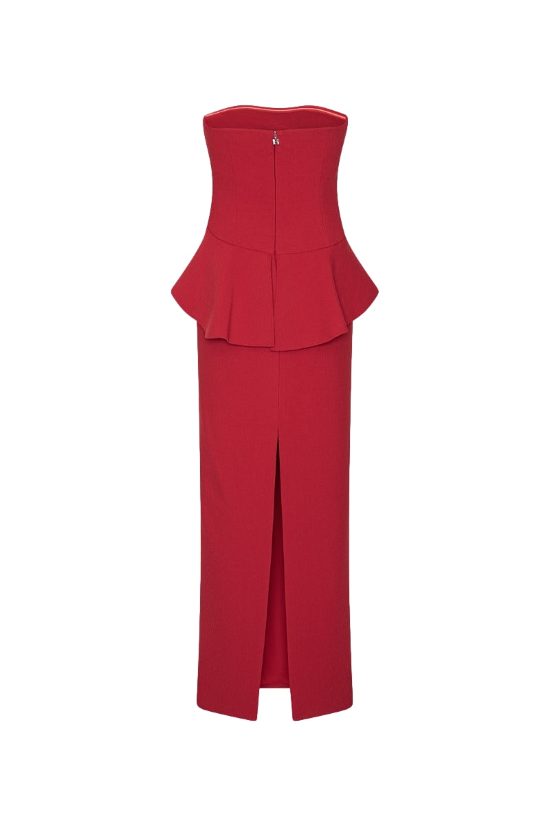 ROTATE Long Flower Strapless Dress Kjole Rød