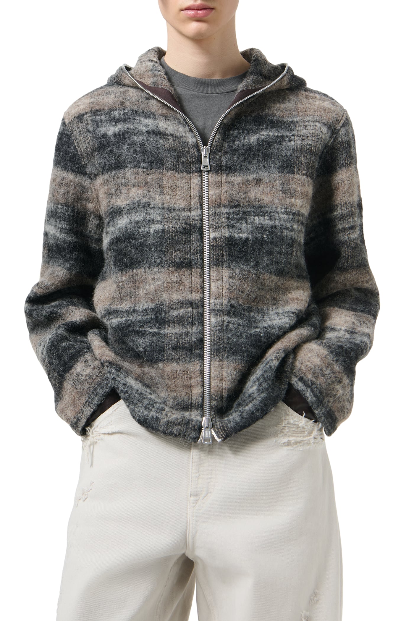 Our Legacy Full Zip Hood Hettegenser Brun Og Sort