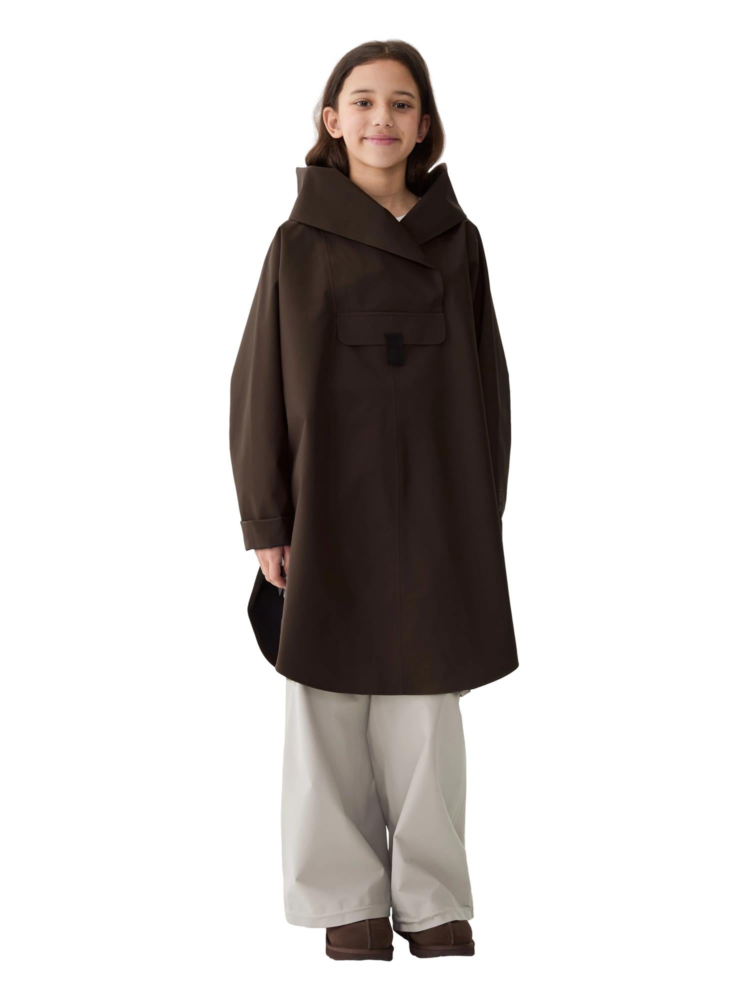 Blæst Bergen Mini Poncho Java Jakke Brun - modostore.no
