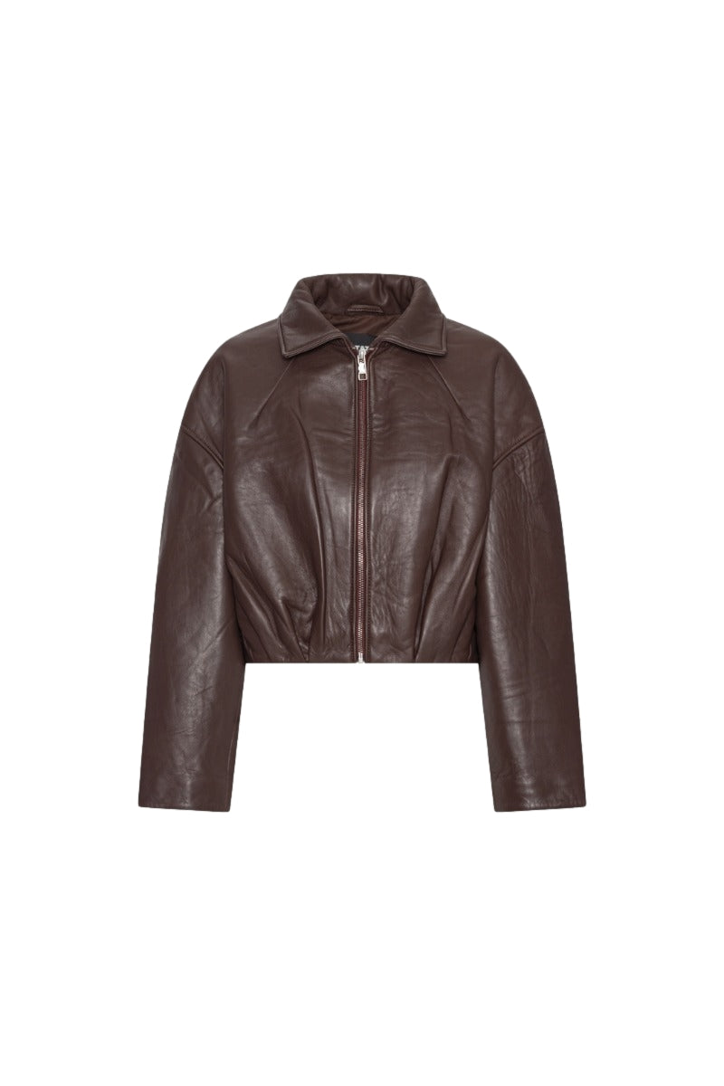 ROTATE Bonded Leather Jacket Kjole Mørkebrun
