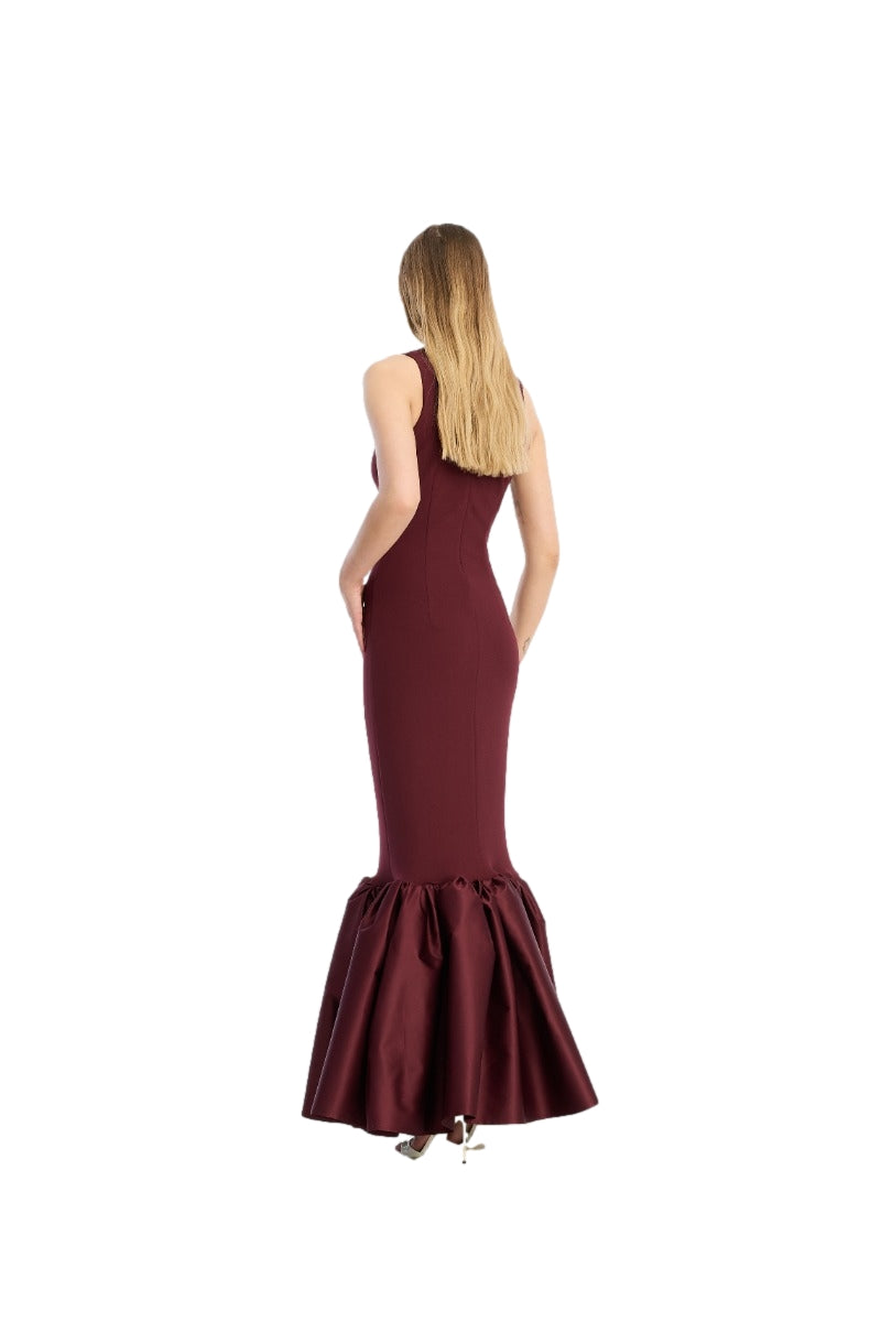 ROTATE Fitted Maxi Dress Kjole Burgunder - modostore.no