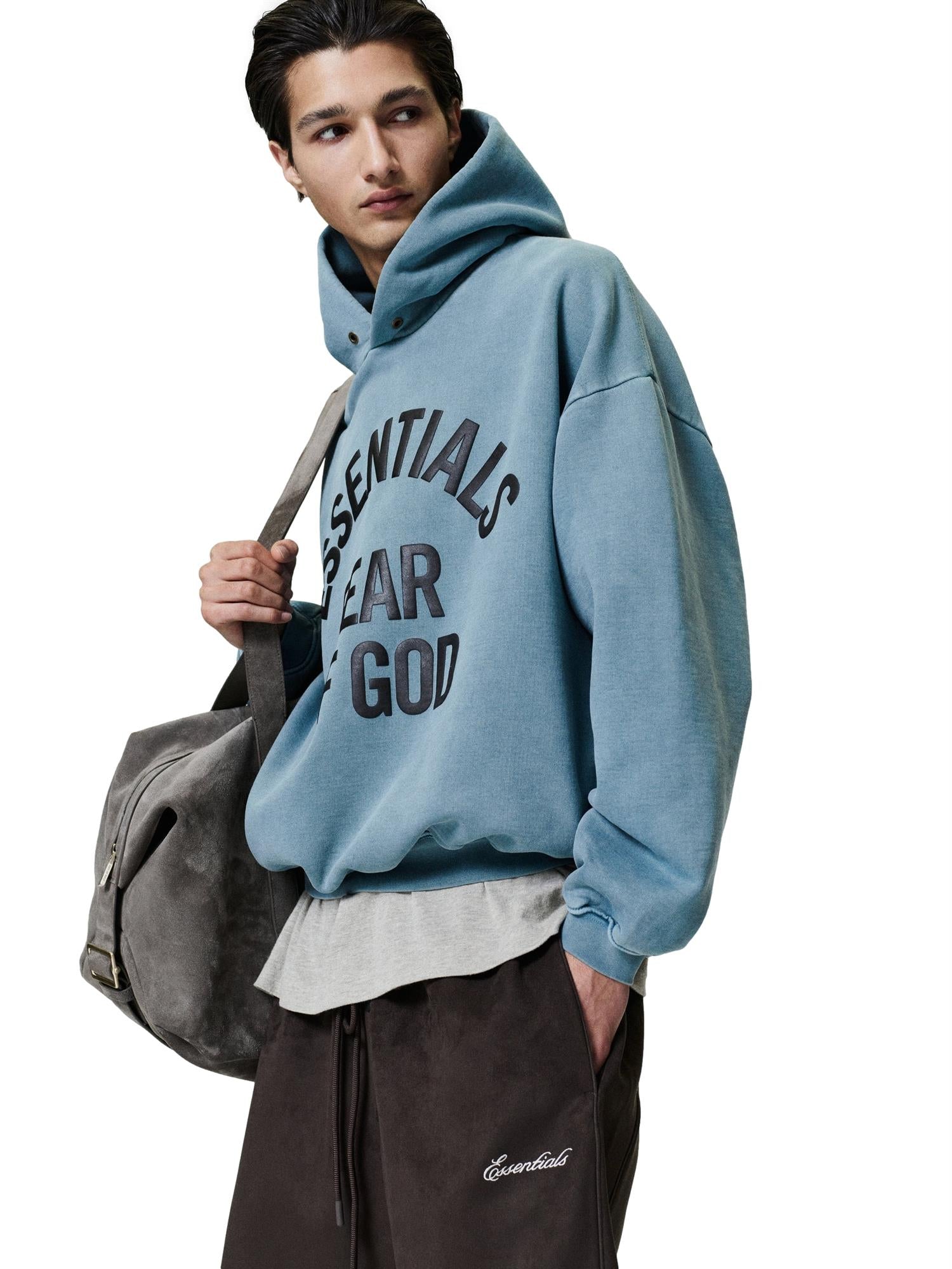 Fear of God Essentials Campus 90's Hoodie Hettegenser Blå - modostore.no