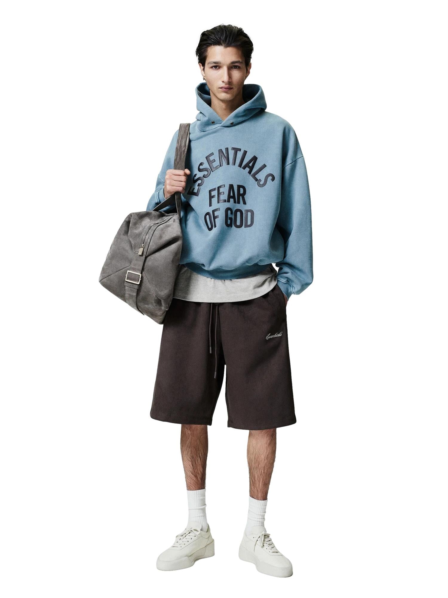 Fear of God Essentials Campus 90's Hoodie Hettegenser Blå - modostore.no