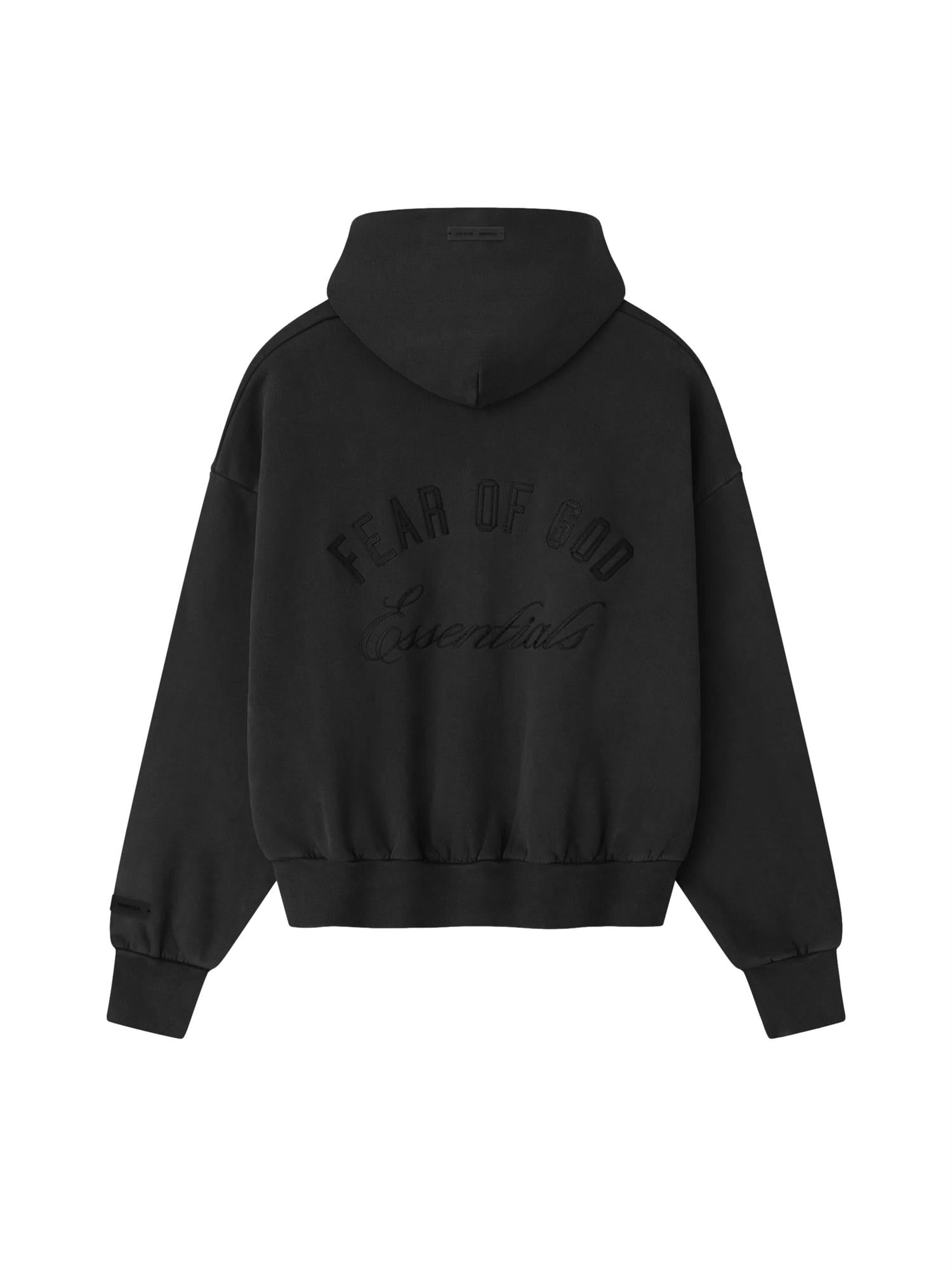 Fear of God Essentials Classic Full Zip Hoodie Hettegenser Vasket Sort - modostore.no