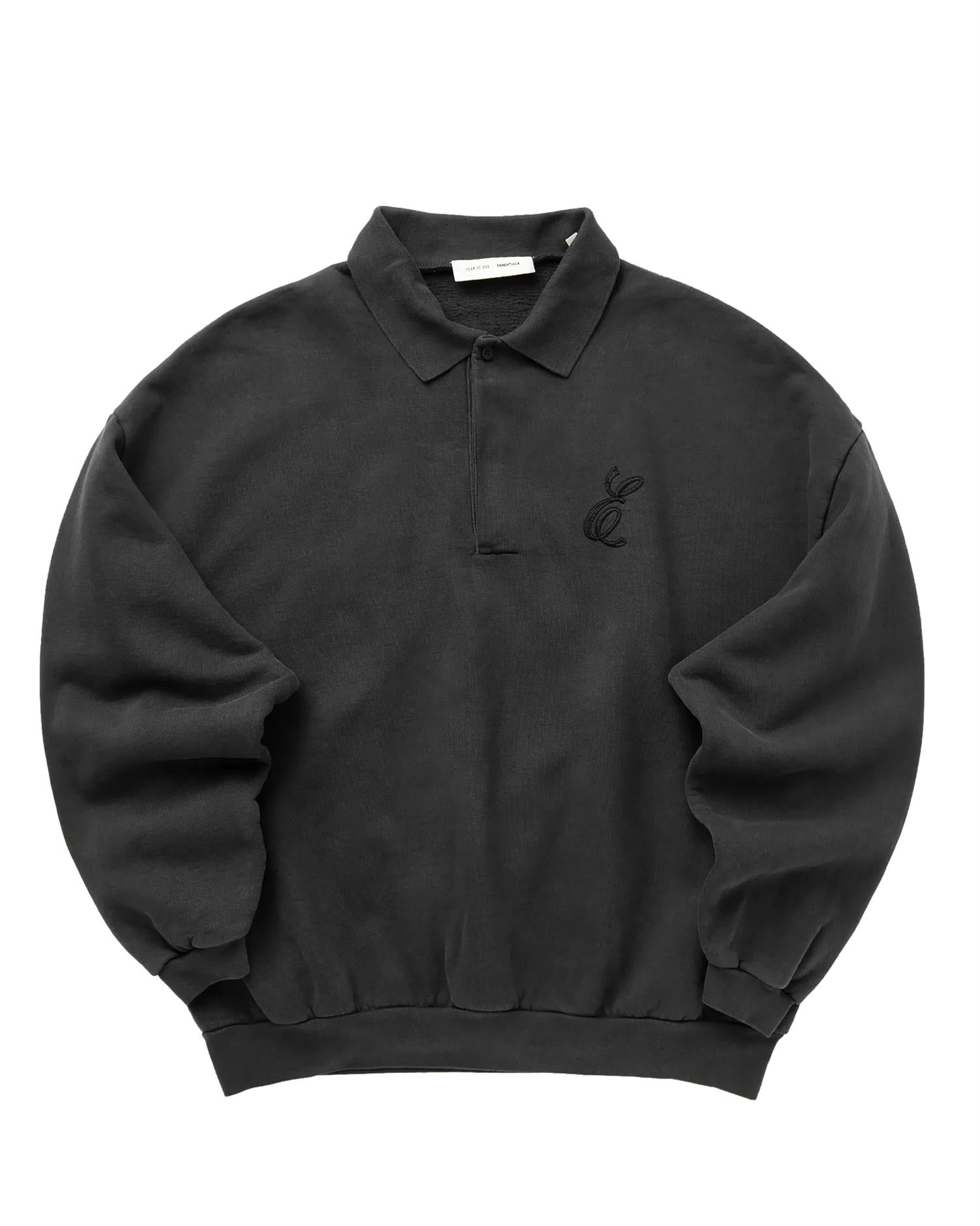 Fear of God Essentials Classic Polo Sweatshirt Genser Vasket Sort - modostore.no