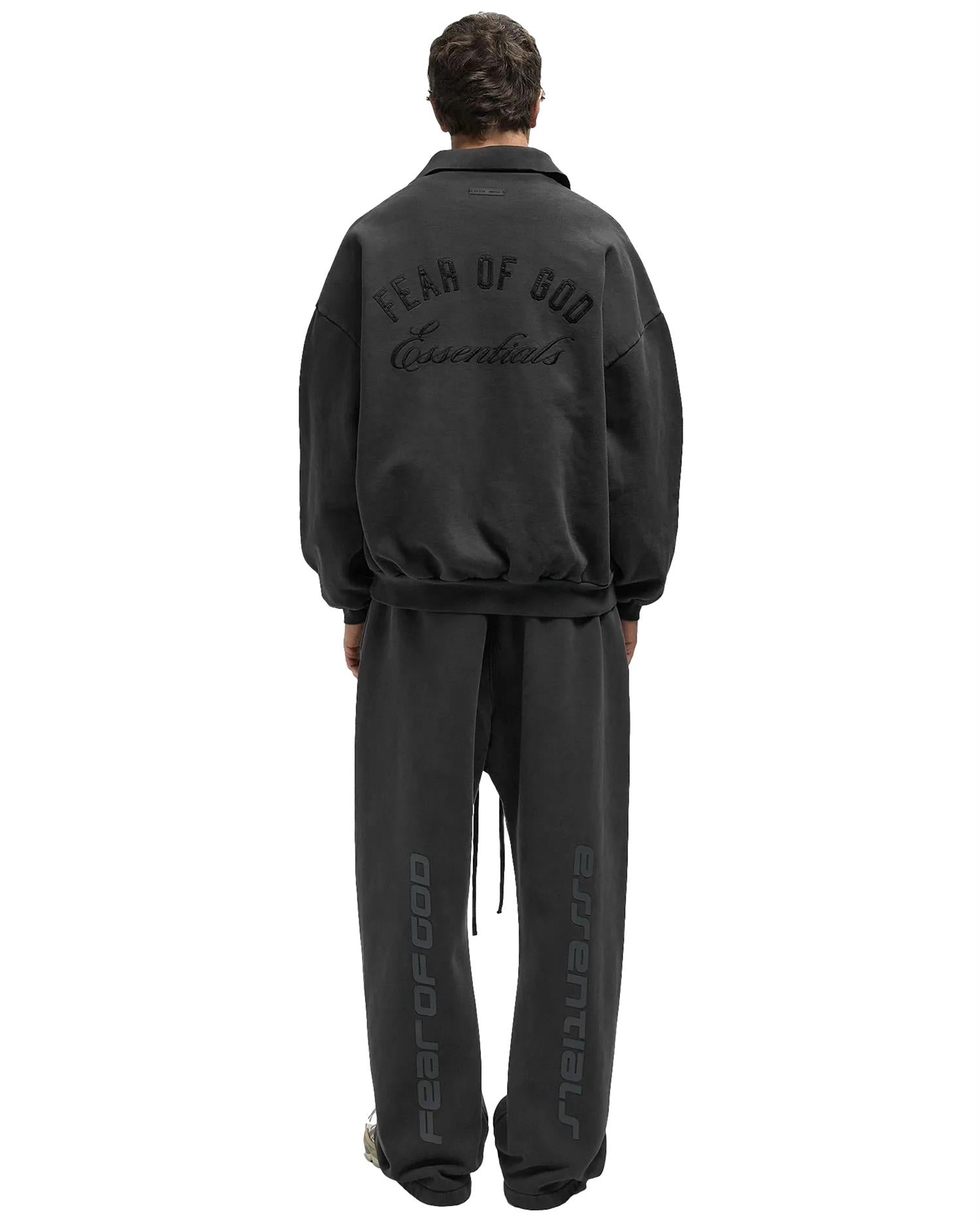 Fear of God Essentials Classic Polo Sweatshirt Genser Vasket Sort - modostore.no