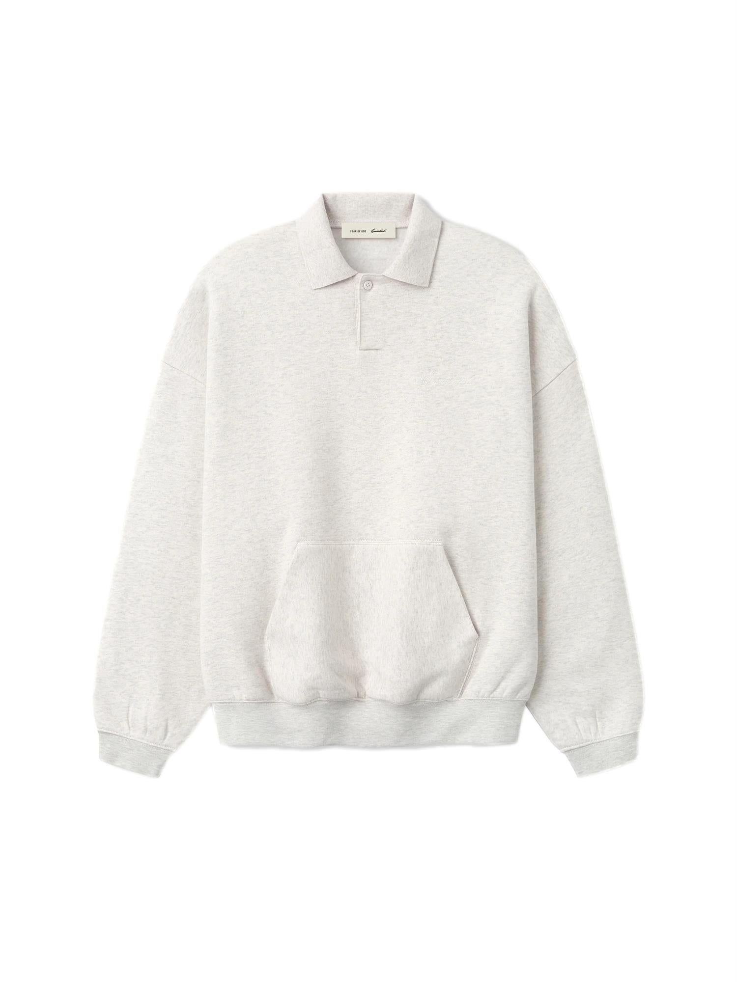 Fear of God Essentials Signature 90's Polo Sweatshirt Genser Lys Grå Melert - modostore.no