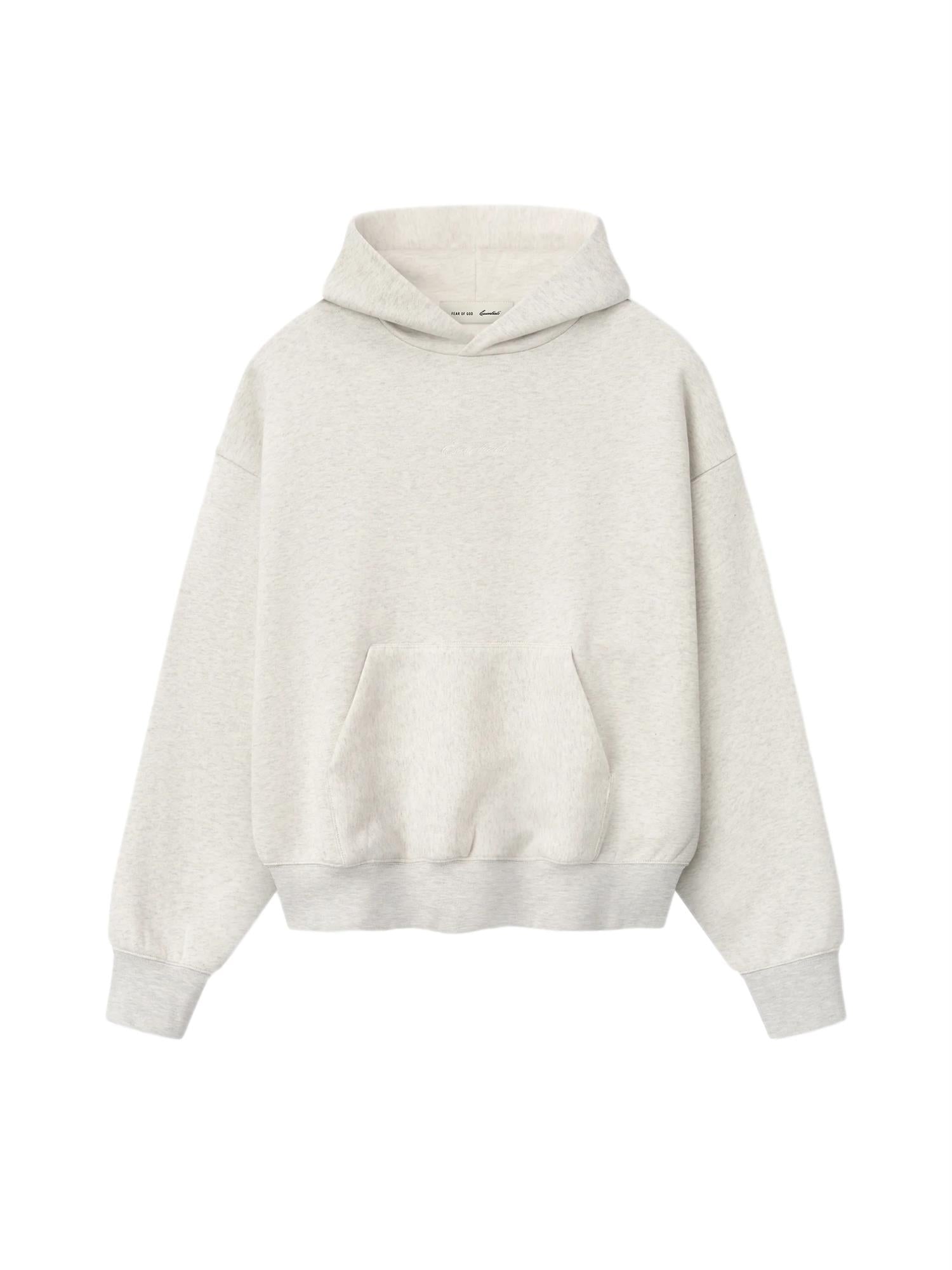 Fear of God Essentials Signature Classic Hoodie Hettegenser Lys Grå Melert - modostore.no