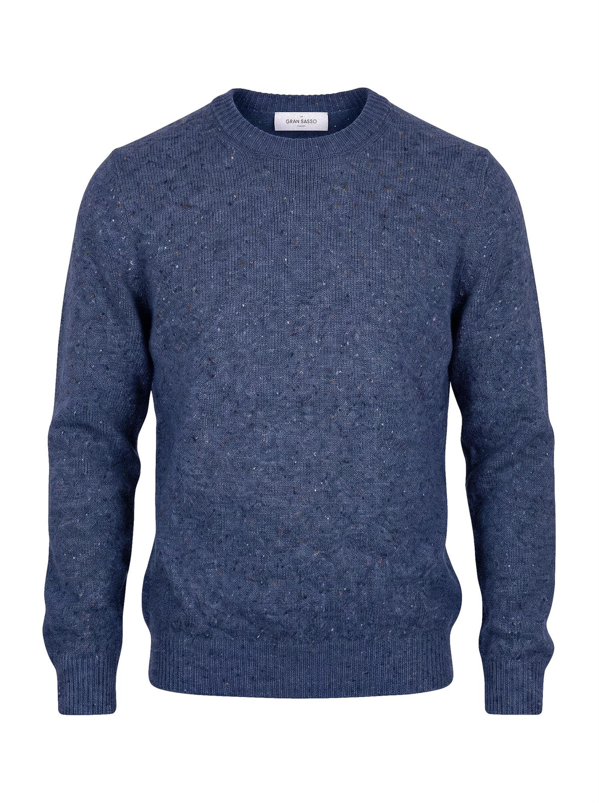 Gran Sasso Knitted Crew Neck Wool and Cashmere Melange Genser Blå