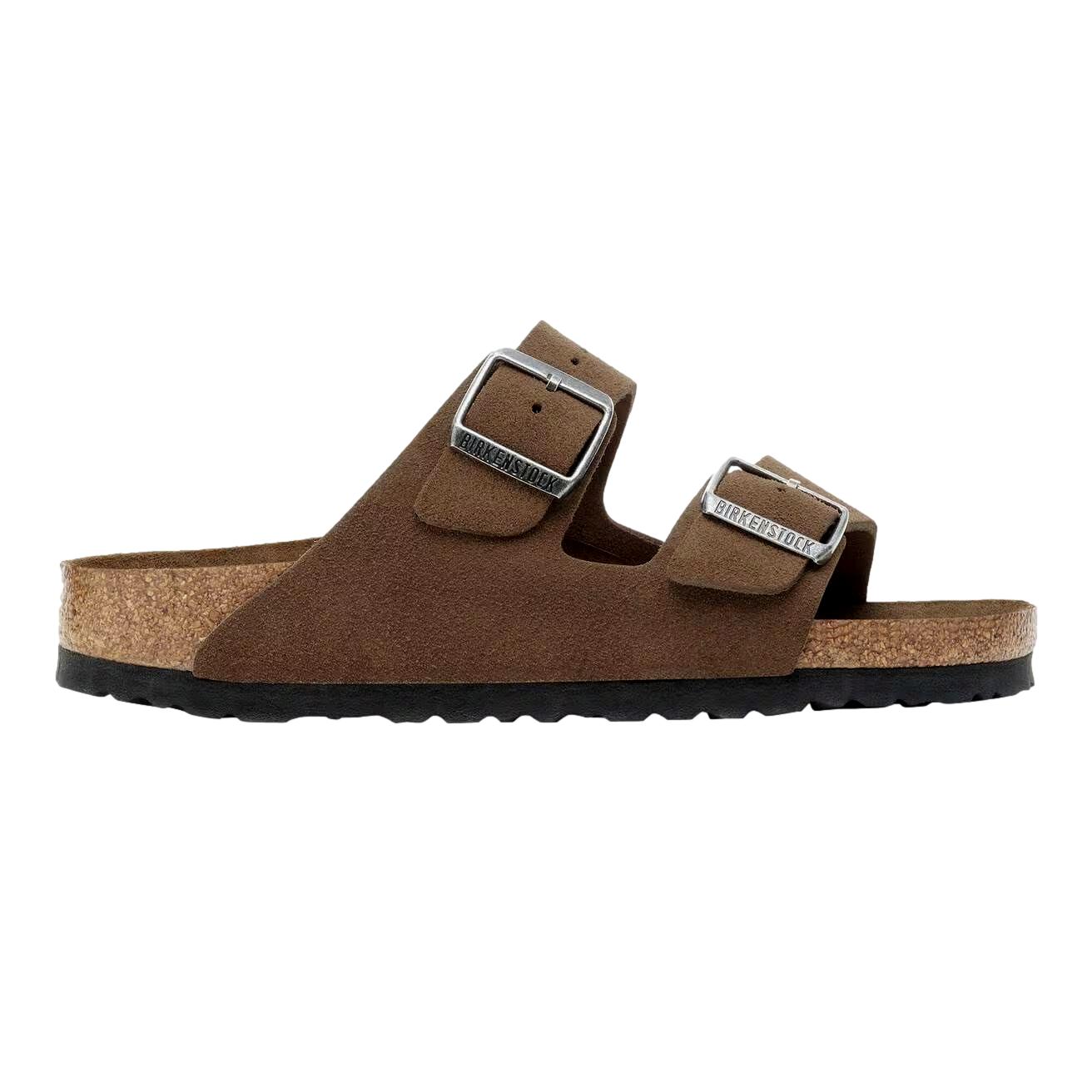 Birkenstock Arizona SFB suede sko i mørk teafarge med lysebrunt tonet design, komfortabelt og stilfullt for daglig bruk