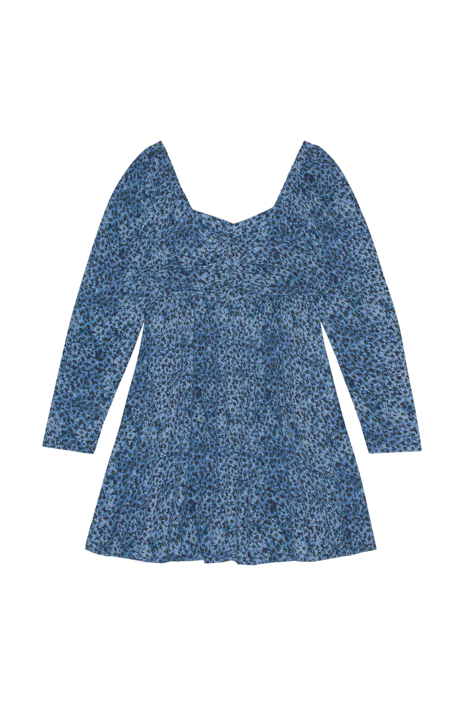ganni printed crepe mini dress Ganni Printed Crepe Mini Dress Kjole Blå Mønster