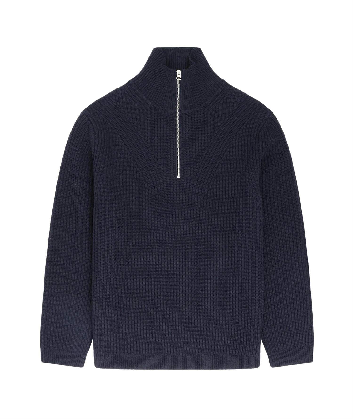 Garment Project Half Zip Wool Knit Genser Navy - modostore.no