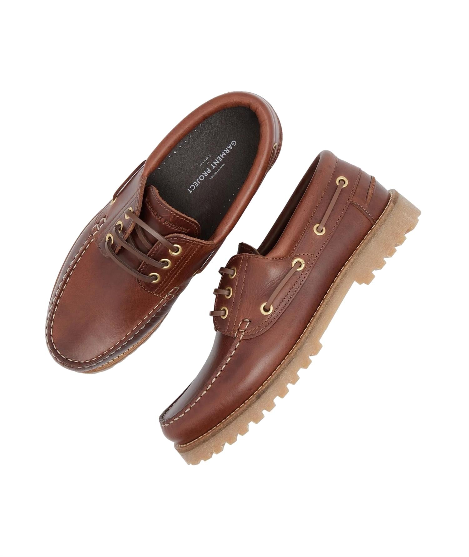 Garment Project Ollie Boat Shoe - Brown Leather Sko Brun - modostore.no