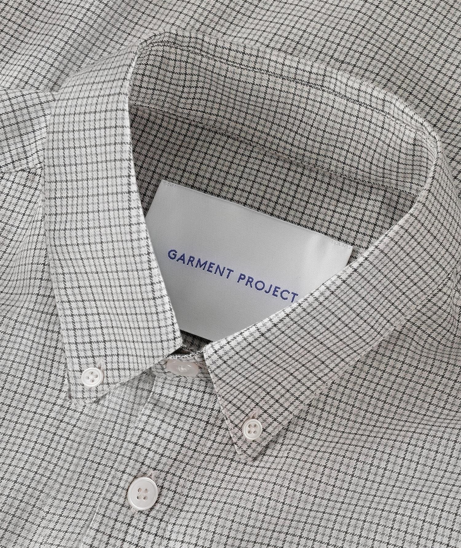 Garment Project Relaxed LS Button Down Bone/Grey Check Skjorte Beige Grå - modostore.no