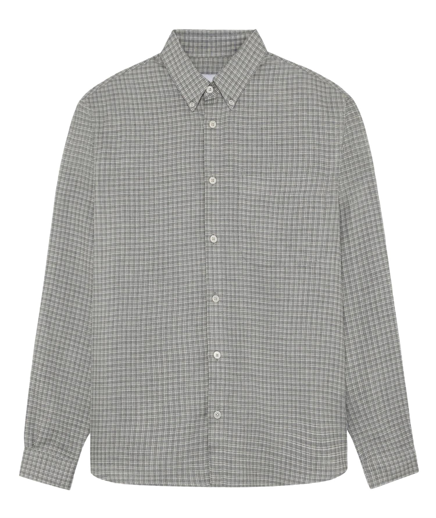 Garment Project Relaxed LS Button Down Grey Check Skjorte Grå Mønster - modostore.no
