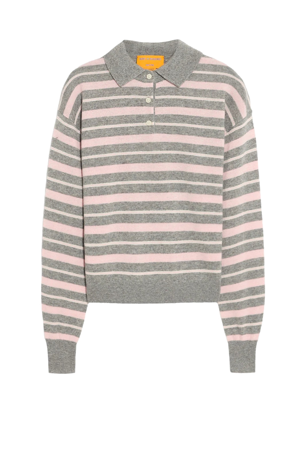 Guest In Residence Collegiate Stripe Polo Genser Grå Og Rosa - modostore.no