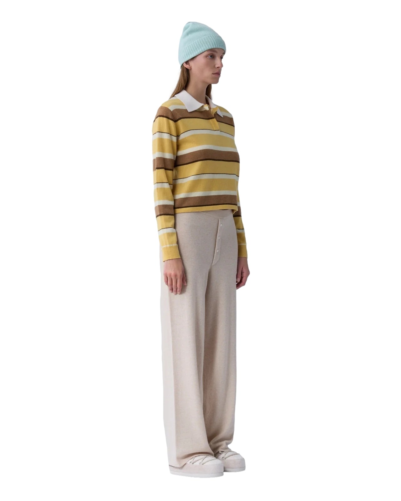 Guest In Residence Cropped Stripe Rugby Genser Brun/Gul - modostore.no